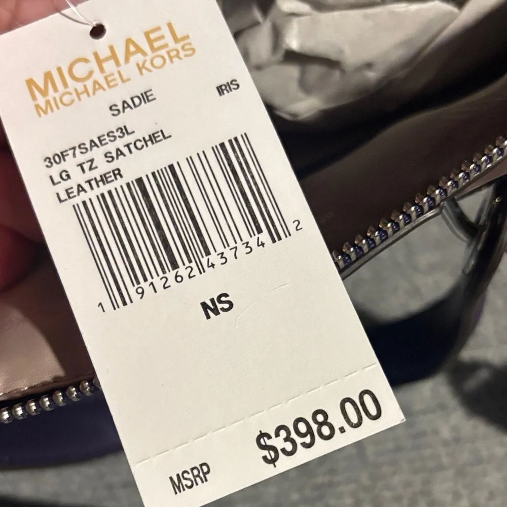 Michael Kors Deep Purple Leather Satchel with Silver Hardware - Picture 3 of 3